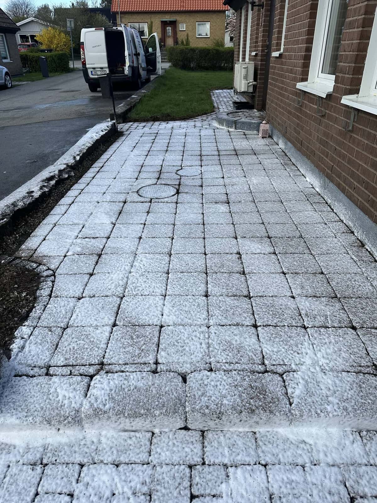 Impregnering av stenplattor — före